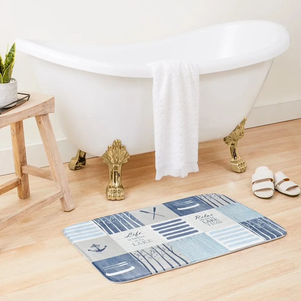 

Life is better at the lake patchwork Bath Mat Entrance Doormat Bath Room Acessories Carpet Bathrooms Bathroom Interior Mat
