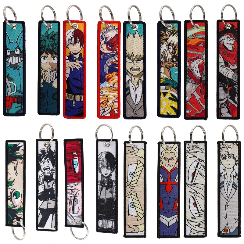 

Japanese Animation My Hero Academia Double-sided Embroidery Keychain Cartoon Midoriya Izuku Pendant Children's Toy Birthday Gift