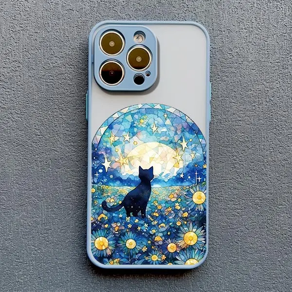 Künstlerische schwarze Katze Sternennacht Handyhülle für iPhone 17 15 14 13 12 11 Pro Max 12 16 Mini XS X XR 14 15 Plus stoßfeste Schalen – Detail 8