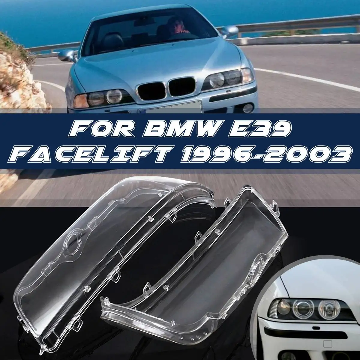 

For BMW E39 Facelift 1996-2003 2002 2001 #63128375301 63128375302 2PCS Car Headlight Cover Shell Headlight lamp Glass Lens Kit