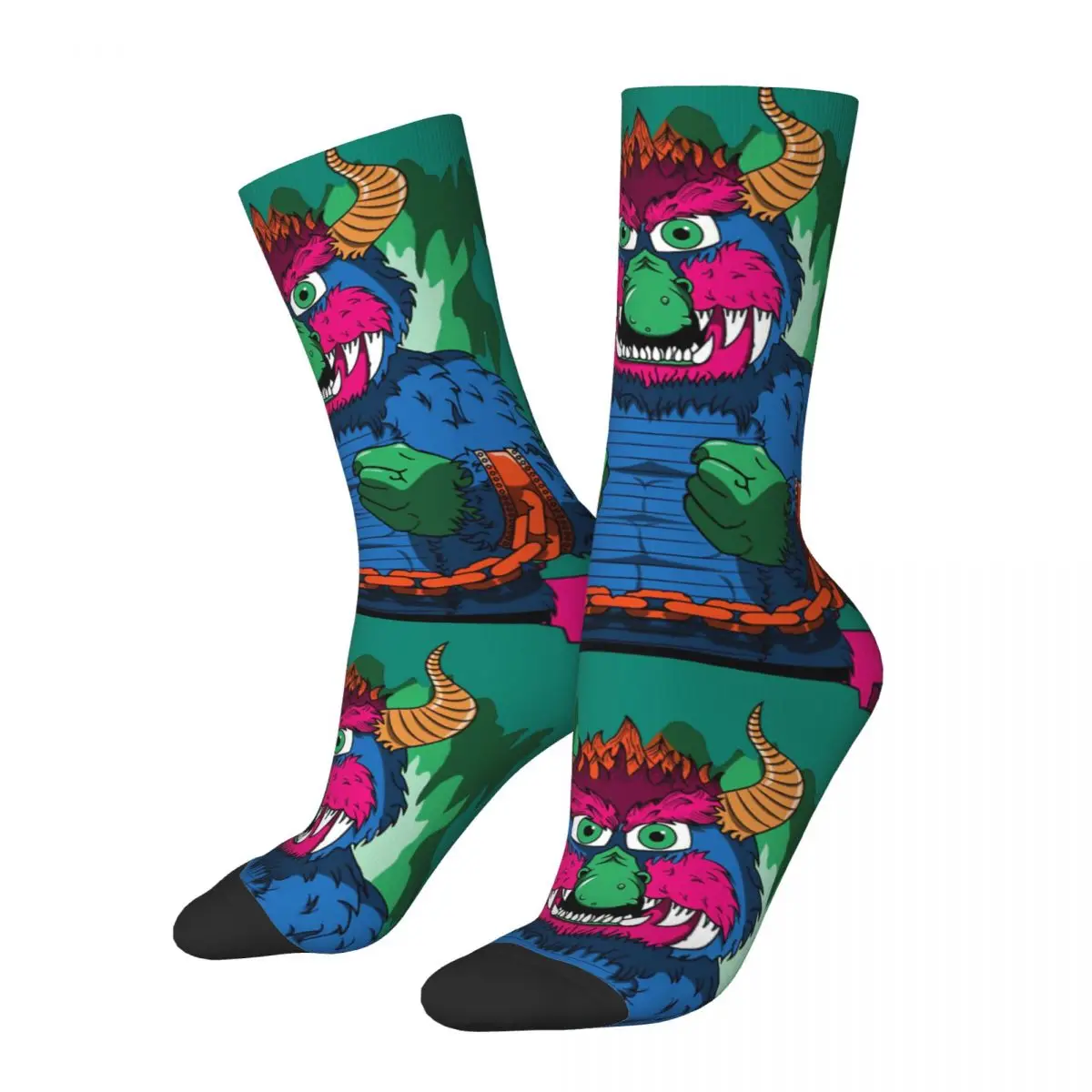 Funny Crazy compression Essential Print-2 Sock for Men Hip Hop Harajuku My Pet Monster Animation Adventure Happy Boys Crew Sock