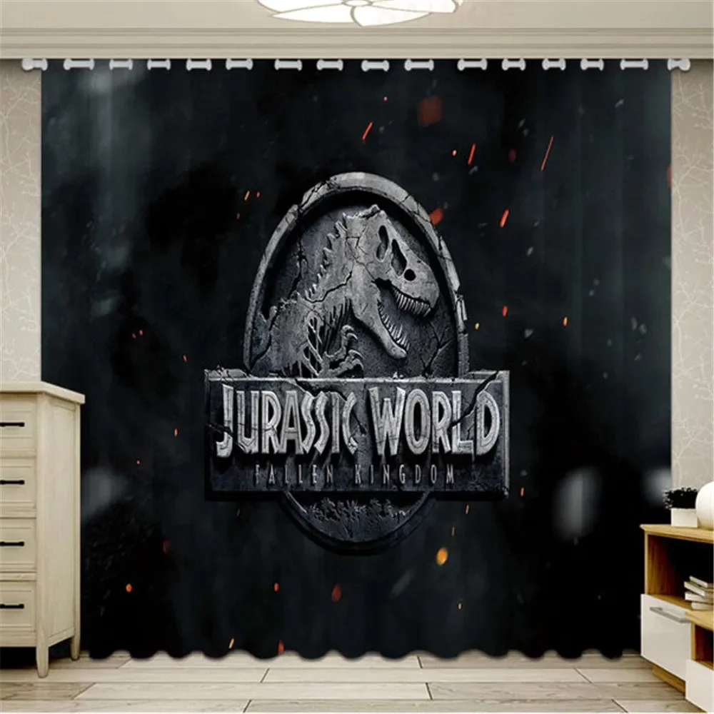 Cortinas opacas de dinosaurio para sala de estar, persianas de Anime, cortinas terminadas, Micro ultrafinas, Parque jurásico, moda 3D