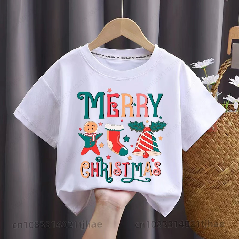 Merry Christmas Moose Graphics Kids Tshirts for Babys Santa Claus Christmas Party T-Shirt for Boys T shirts for Girl Tops Tees