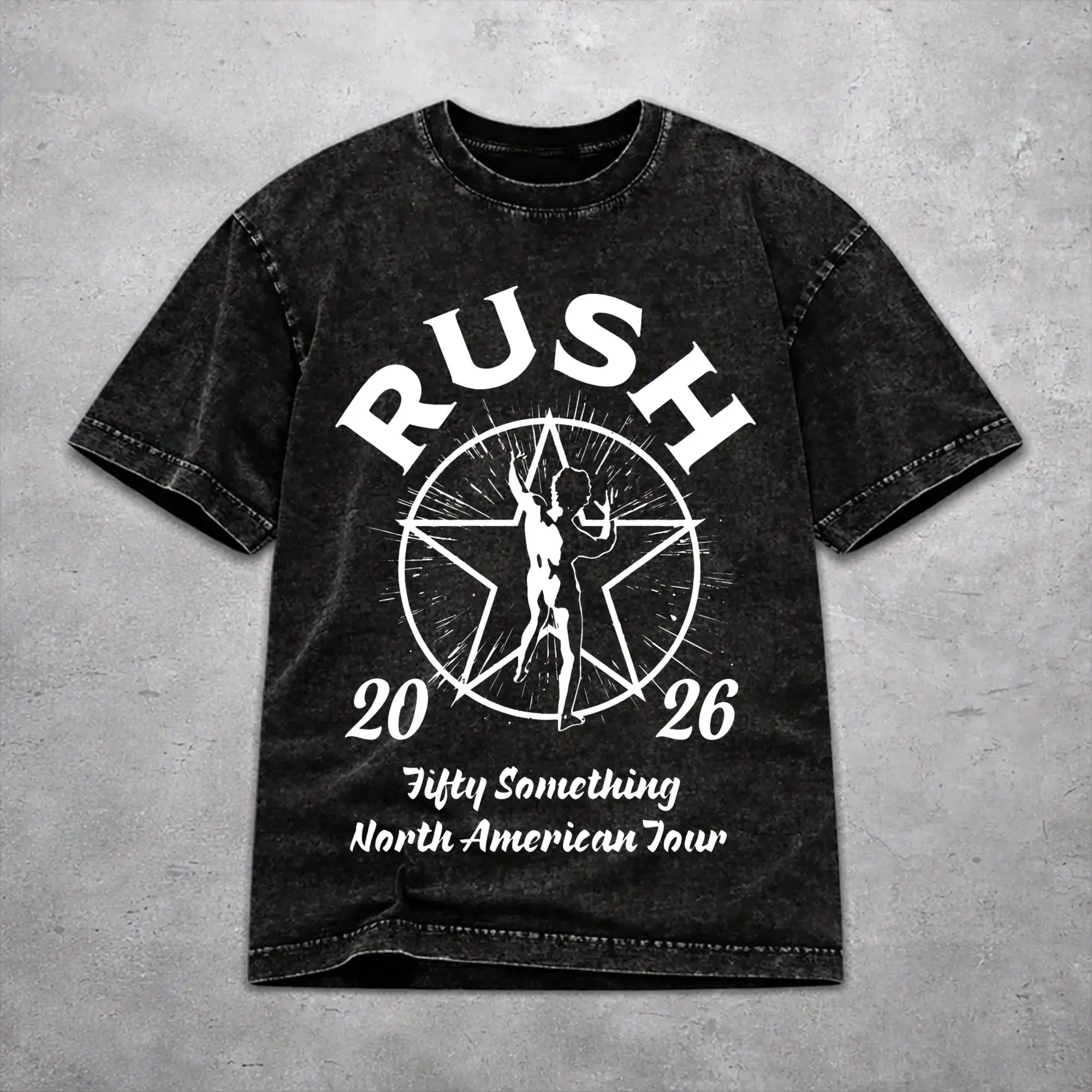 Rush Band Fifty Something Tour 2026 T Shirt Vintage Washed Style For Men Women Pure Cotton Tee Shirts Tops