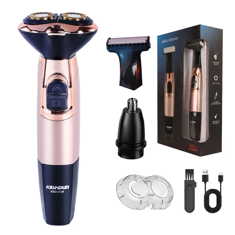 2026 New ModelMultifunctional 3-in-1 Reciprocating Electric Shaver USB Powered Body Shaver for Nose Bath Beard-for Home RV Hotel