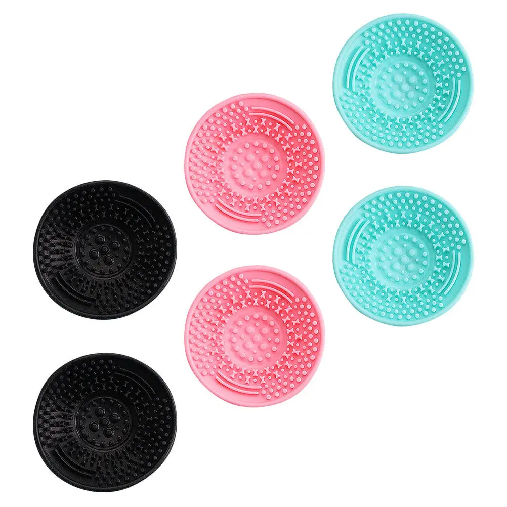 

6Pcs Compact Brush Cleaning Mat Silicone Makeup Tool Washer Cup for Eggs Sponges Brushes Gentle on Bristles Travel Friendly