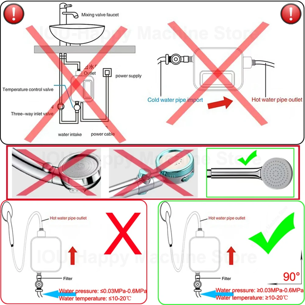 3500W Electric Thankless Instant Hot Water Heater 110V Bathroom Faucet Tap Heating 3 Seconds Instant Heating US Plug