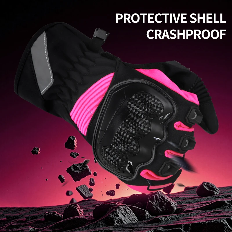 SUOMY Winter Motorcycle Gloves Women Pink Purple Windproof Waterproof Touch Screen Warm Biker Riding Motocross Gear Gloves view 4