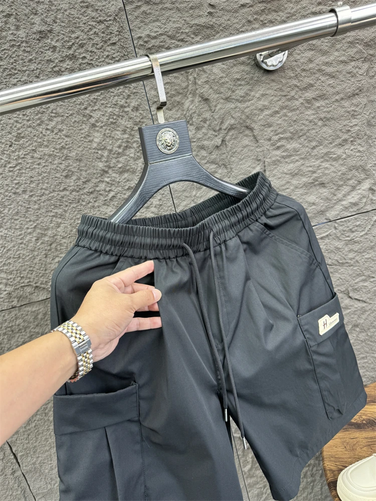 Svip americano sle workwear orts masculino verão cor pura confortável solto em linha reta casual cinco quartos calças na moda