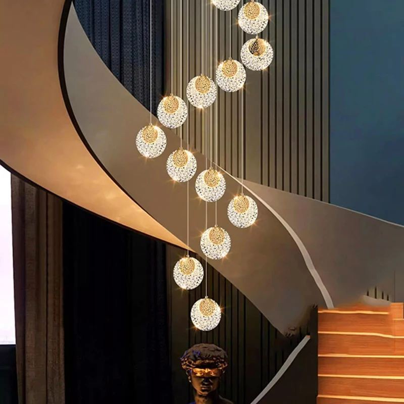 Luces led de decoración moderna para el hogar, lámparas colgantes para escalera, candelabros para sala de estar, iluminación interior