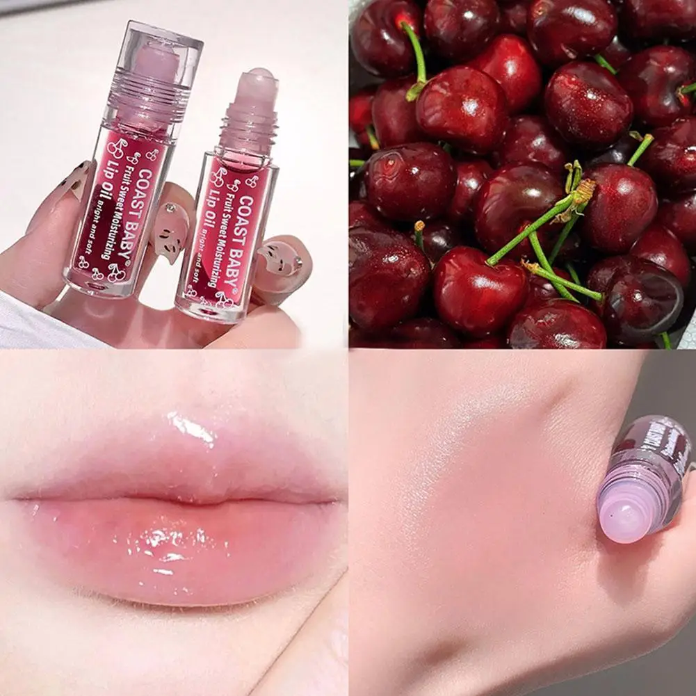 6 Fruit Flavors Roll-on Nourishing Lip Oil Deep Moisturizing Hydrating Essence Lip Balm Care Transparent Mirror Lip Gloss Makeup