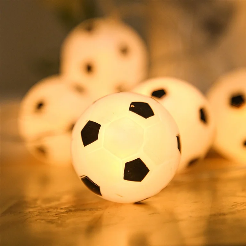 Soccer Balls String Lights 10 LED Football Garland Lights Bedroom Home Wedding Party Christmas Decorative Lights White image 5