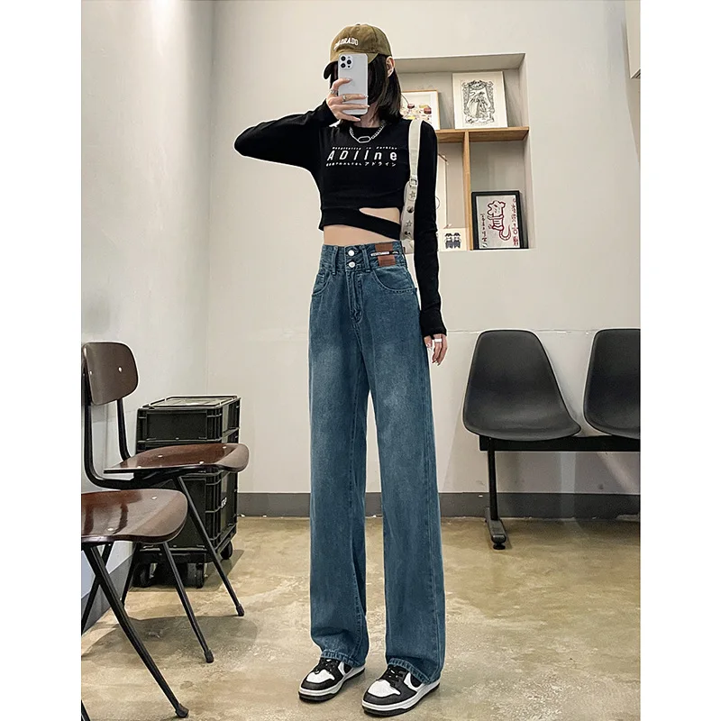 

Stylish and versatile slim-fit women's jeans2025New autumn wide-leg pants for petite individuals that are trendy and make legs l