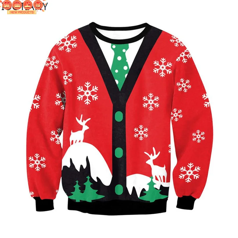 Merry Christmas 3D Print Sweatshirts Cute Santa Claus Graphic Christmas Sweater Men Funny Ugly Christmas Sweater New In Sweaters