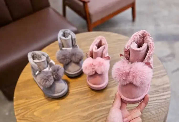 Snow Boots Children Winter 2019 Fur Boot Girl Frosted Leather Shoes Boy Kids Ankey Boots Pink Gray 13