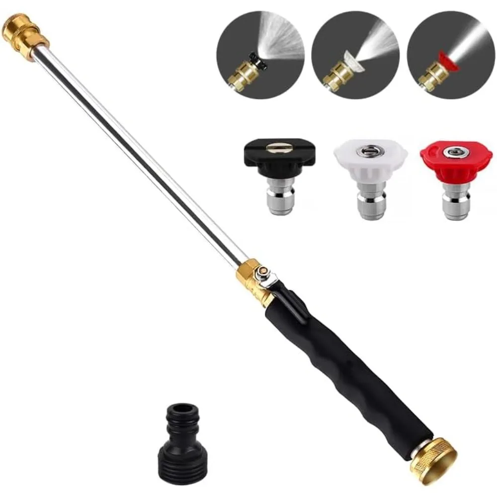 Jet Nozzle High Pressure Hose Nozzle for Garden Hose with 3 Different Nozzles & Hose Quick Connectors, Power Washer Wand