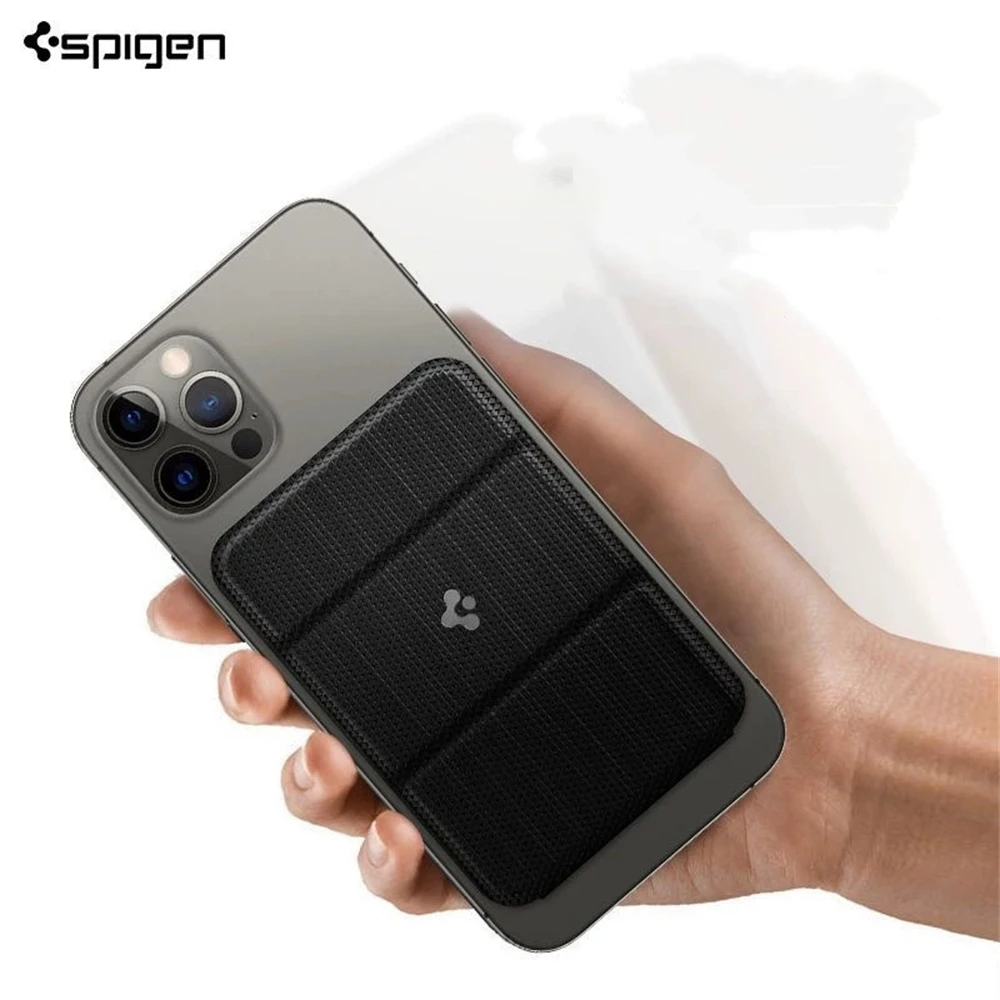 Spigen Leather Smart Fold For MagSafe Card Holder For iPhone 18 17 Air 12 13 14 Plus 15 16 17 Pro Max Folding Bracket Card Bag