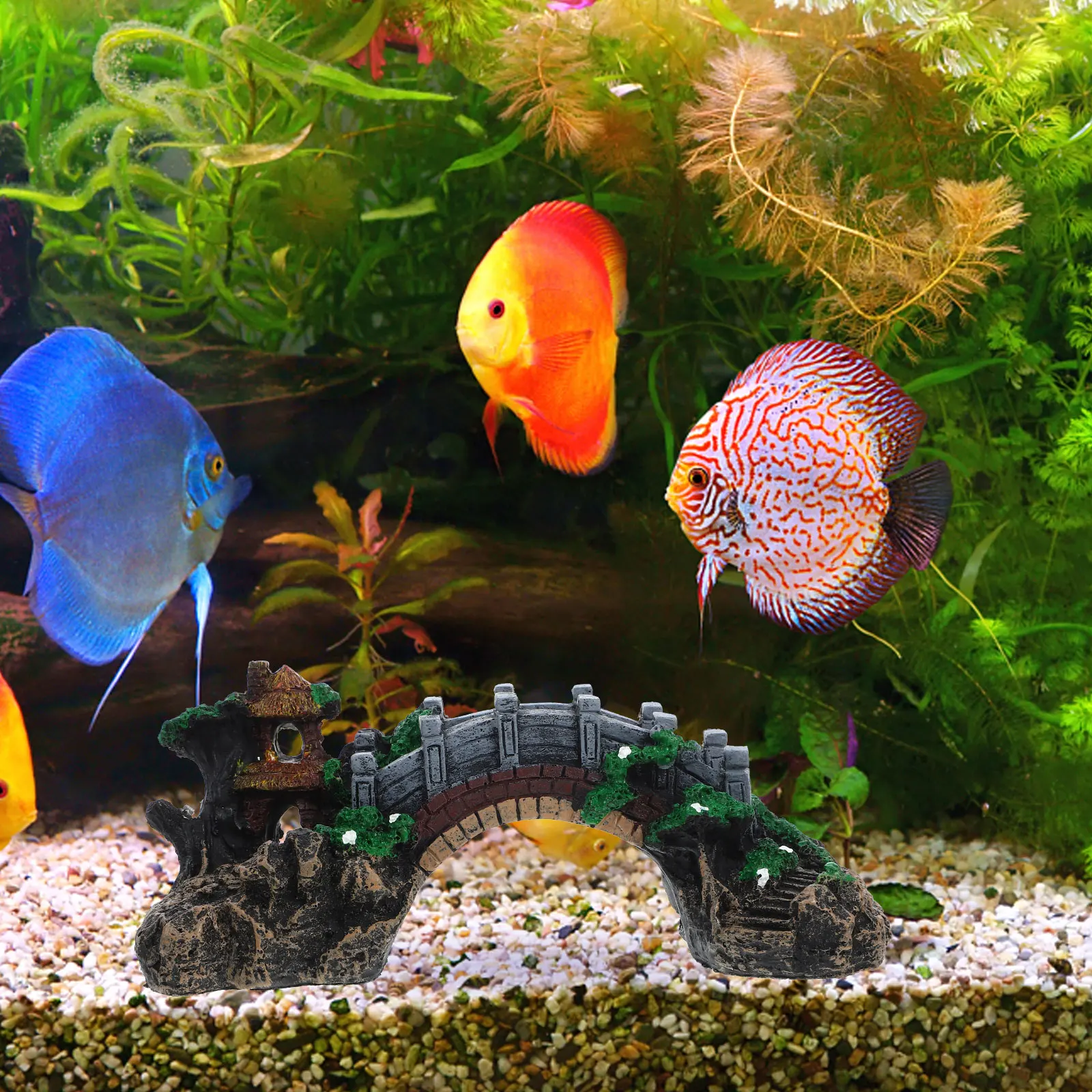 

Fish Tank Bridge Decor Underwater Resin Bridge Aquarium Ornament Lifelike Decorative Fish Tank Decor Aquarium Decoration