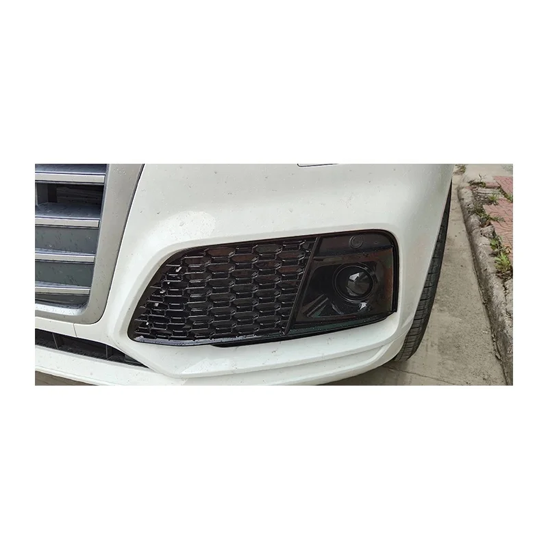 Front Bumper Fog Lamp Grille ABS Gloss Black Fog Lamp Grille with ACC radar Sensor for Audi Q5 Q5L 2018 2019 2020 2021