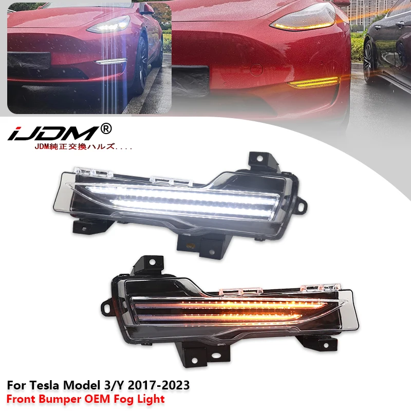 

Fog/Driving DRL Light Kit - Sequential LED Turn Signal For 2017-23 Tesla Model 3,2020+ Model Y (White Fog/DRL, Amber Blinker)