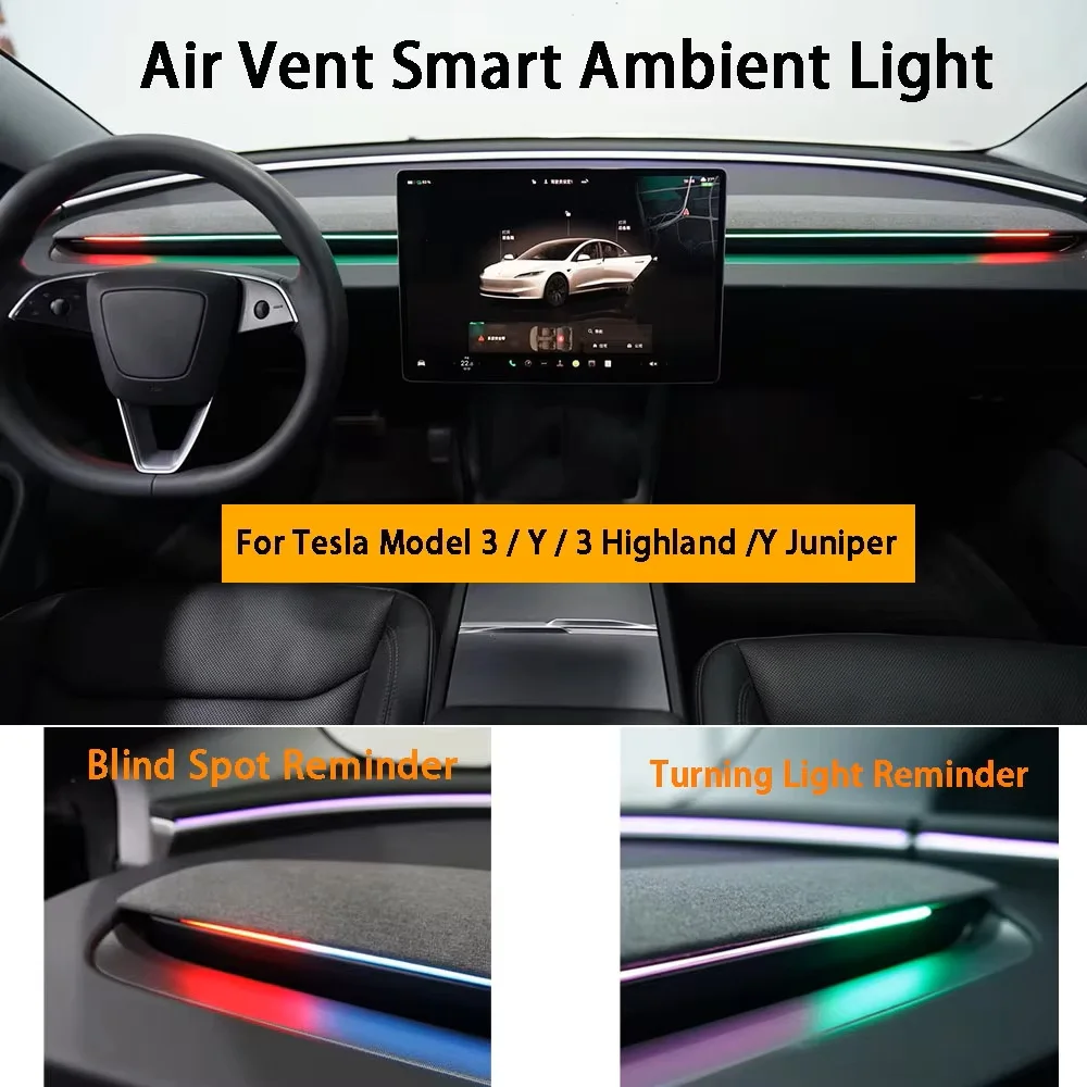 2026 New Smart Car Ambient Light + BSD Blind Spot Detection Combo for Tesla ModelY Juniper 2025 Model 3/3+ Highland Accessories