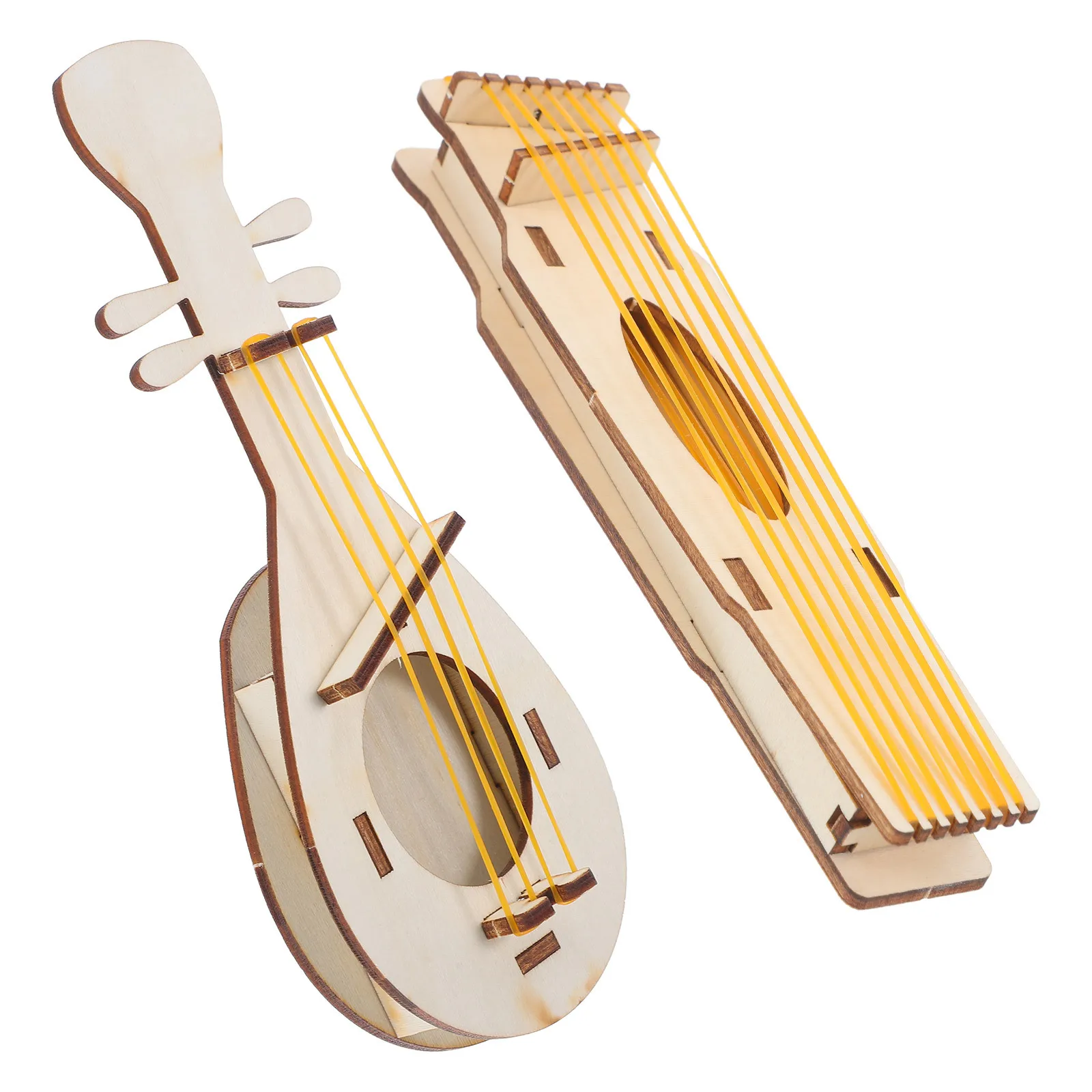 

2pcs Wooden Musical Instrument Mini Chinese Pipa Guzheng For Study Living Room Decor Vintage Shelf Decoration Handicraft Sewing
