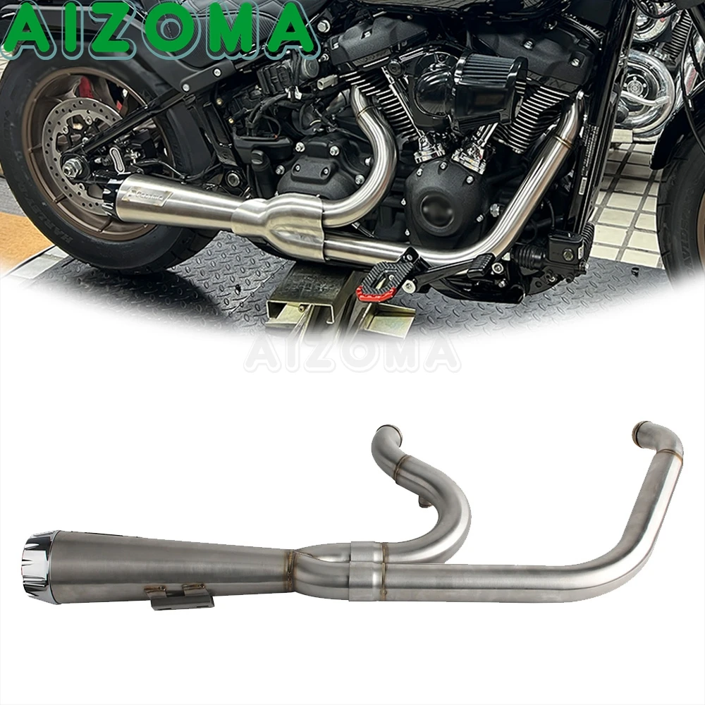 

Full System Motorcycle Exhaust Escape Tube Muffler Slip On For Harley Softail Slim FLSL Deluxe FLDE Fat Bob FXFB FXFBS Standard