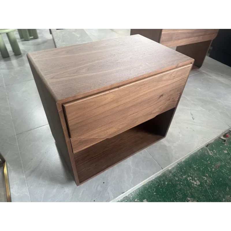 Modern Solid Wood Nightstand with Eco-Friendly Design Durable Build 1 Drawer-Bedroom Furniture