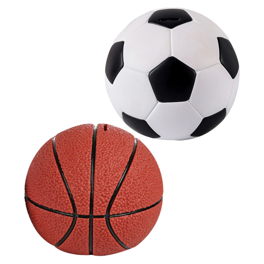 

2Pcs Football Basketball Money Box for Boys Kids Coin Bank Vinyl Sports Piggy Bank For Boys Storage