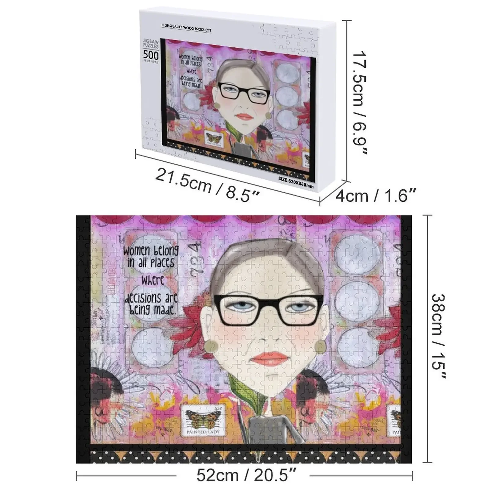 Les femmes appartiennent. RBG citation Puzzle idées cadeaux personnalisées nom en bois nom personnalisé bois adulte Puzzle en bois