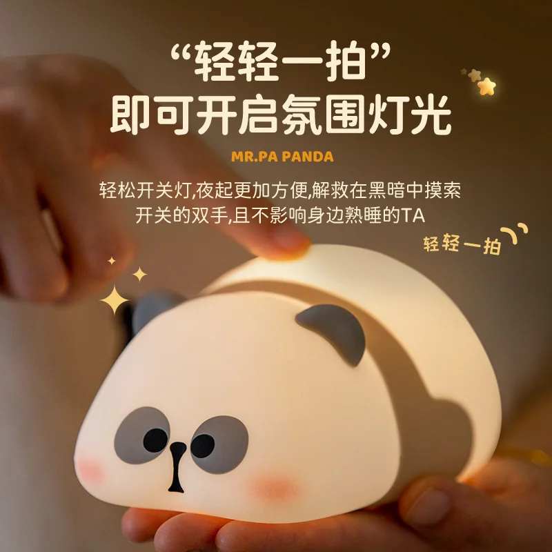 

Kawaii Mr. Pa Panda Night Light Toy Cartoon Night Light Mr. Pa Panda Anime Figurines Clap Lamp For Children Room Decor Ornaments