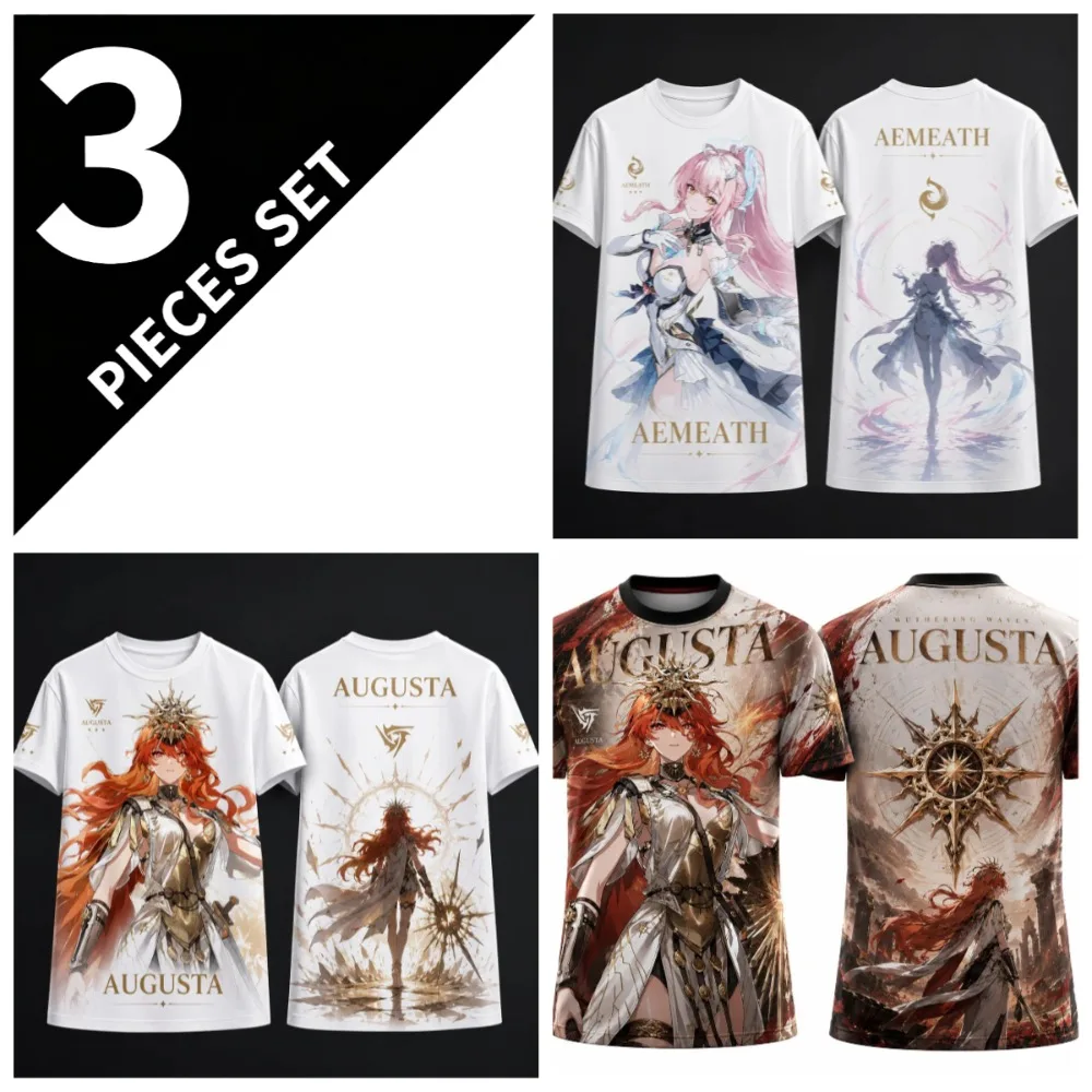 Summer Japanese Anime 3D Print Style Jersey TShirt Wuthering Waves Chisa Aemeath Augusta Phrolova Sigrika Breathable Casual Tee