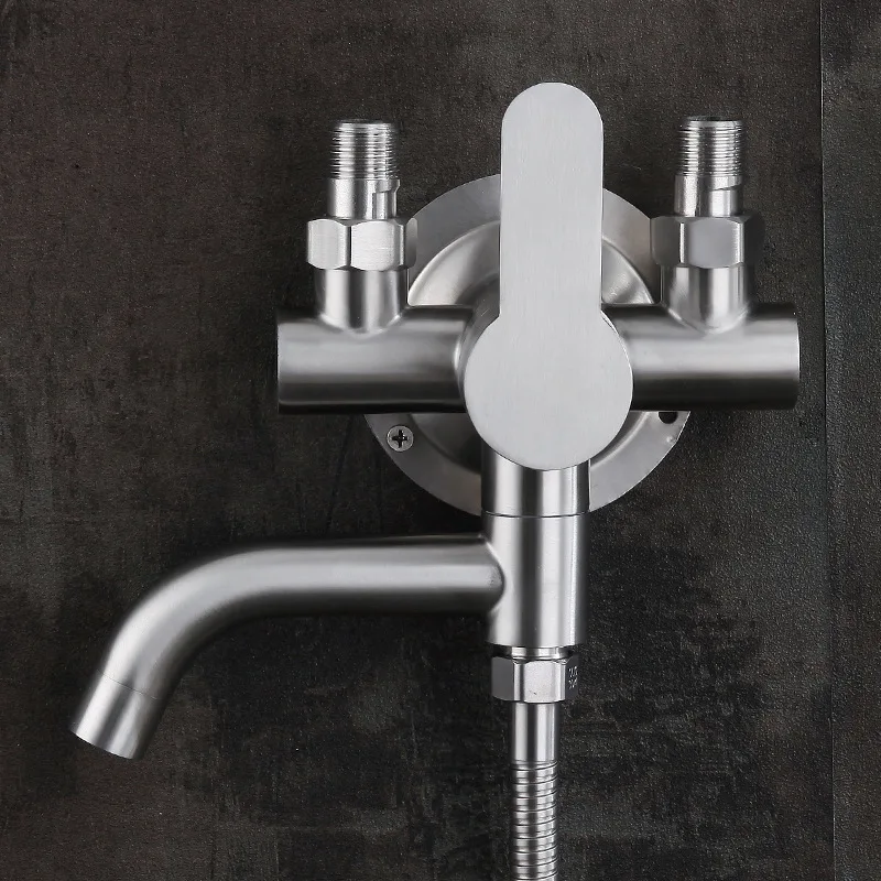 1PC 304 Stainless Steel Brushed Bathtub Faucet Wall Mount Cold Hot Water Mixer Nozzle Tap Bathroom Shower Faucet