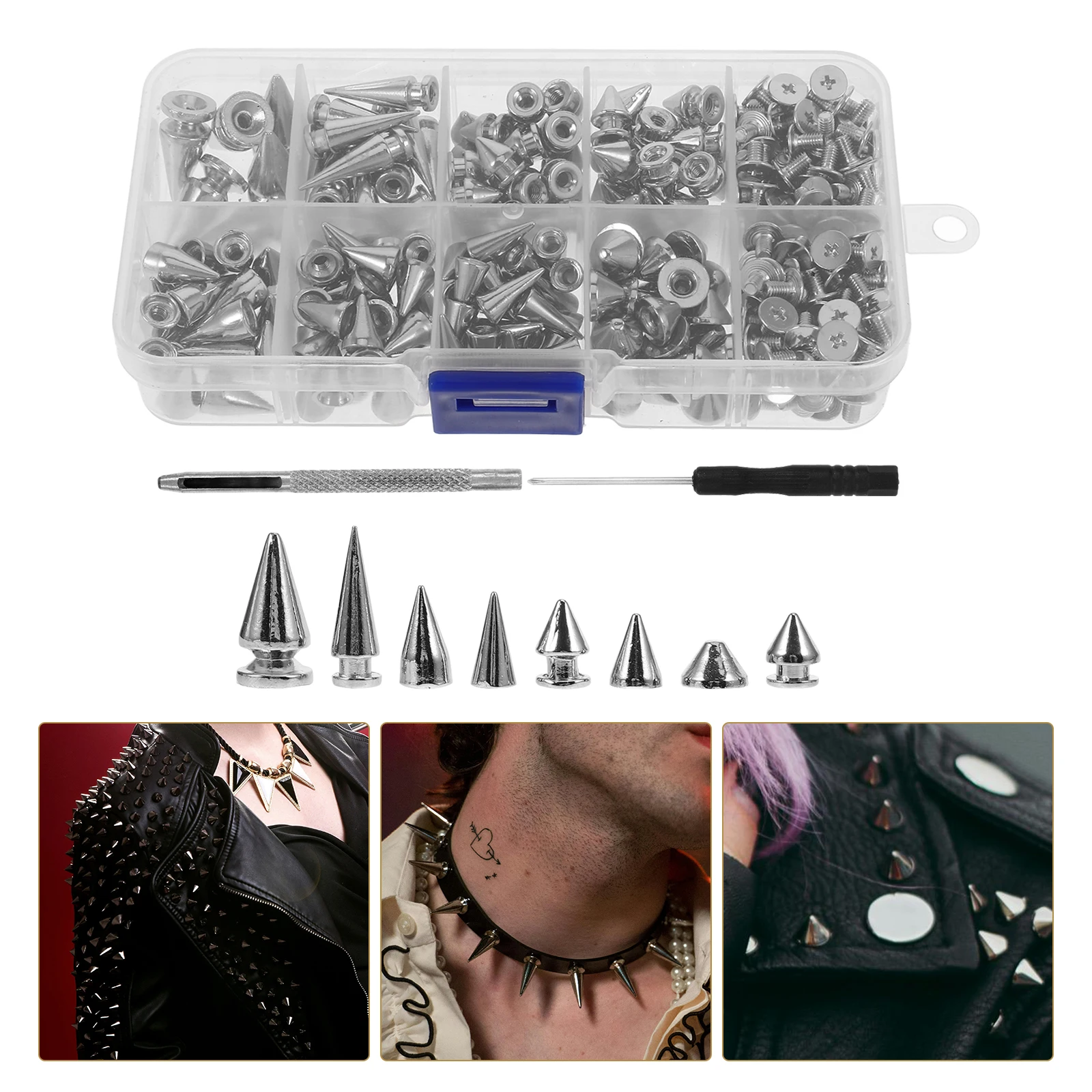 

1 set 1 Set Diy Punk Studs Kit Alloy Spikes For Shoes Bag Hats Accessories Cone Spike Decor Crafts Set Easy Install