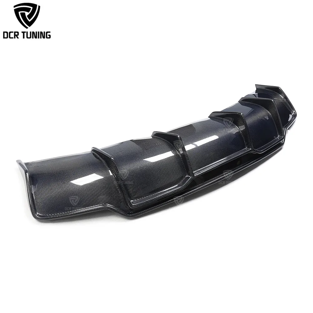 V Style Carbon Fiber Rear Diffuser for Tesla Model 3 Sedan 4-Door Rear Bumper Splitter Glossy Black