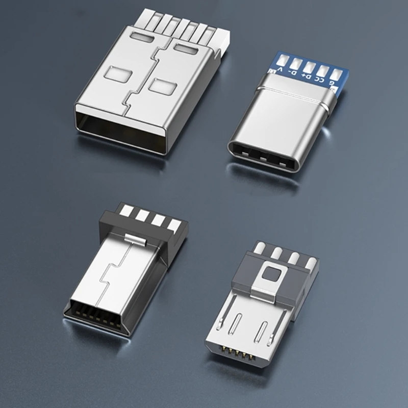 USB Port 2.0 Connector Replacement Solder Adapter USB 4Pin/Type C 5Pin PCB Mount Socket Connector 90 Degree Adapter