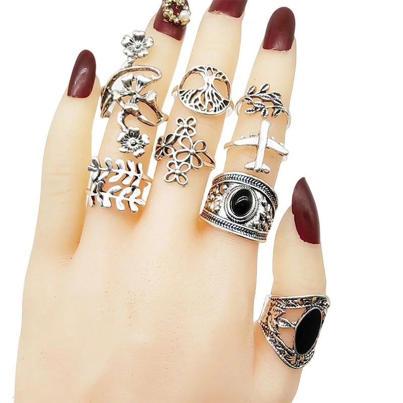 خواتم الاصبع انقطاع خمر للحزب ، المينا السوداء ، زهرة الاكريليك ، ورقة ، حلقة مشتركة فراشة كبيرة ، موضة جديدة ، وتجارة الجملة ، 50 قطعة ، مجموعة #6