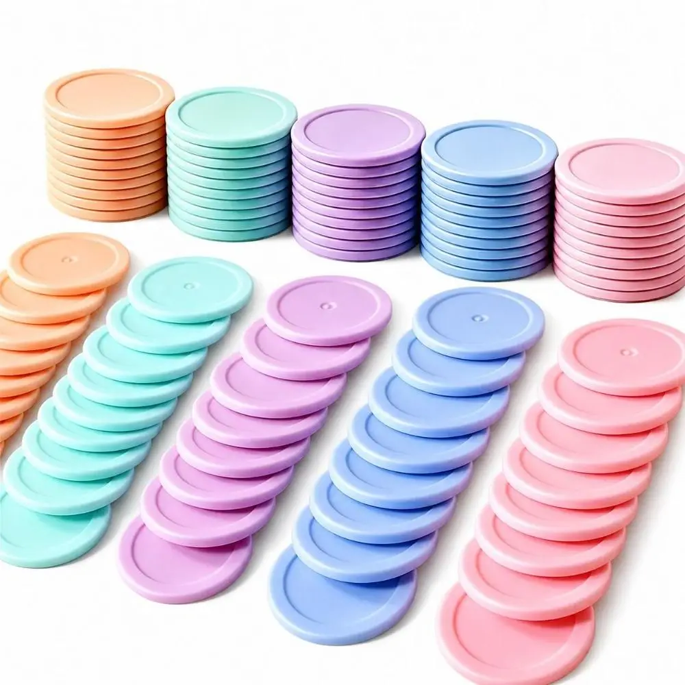 50pcs New Plastic Round Counting Chips Colorful Geometry Game Tokens Lightweight Montessori Bingo Chips Classroom Supplies