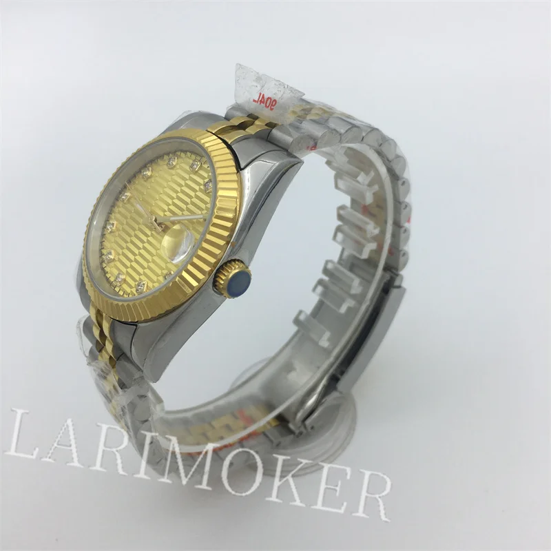 BLIGER jam tangan menyelam otomatis pria, arloji dial emas NH35A kaca safir Mekanikal otomatis 36mm 39mm