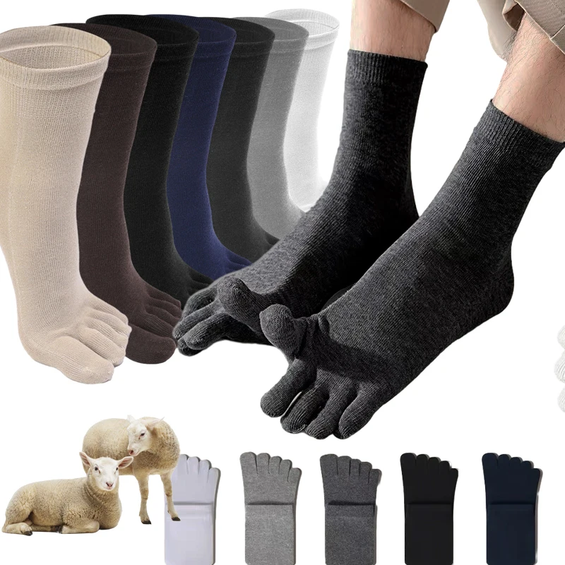 

Fashion Five Fingers Socks Men Cotton Toe Socks Breathable Short Ankle Crew Socks Sports Solid Color Middle Tube Floor Stockings