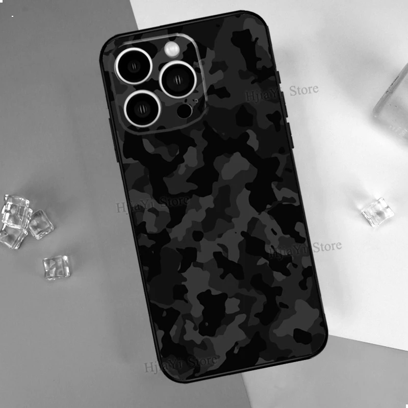 Black Camo Camouflage Phone Case For iPhone 14 11 12 13 Pro X XR XS Max 6 6S 7 8 Plus SE 2020 Back Cover