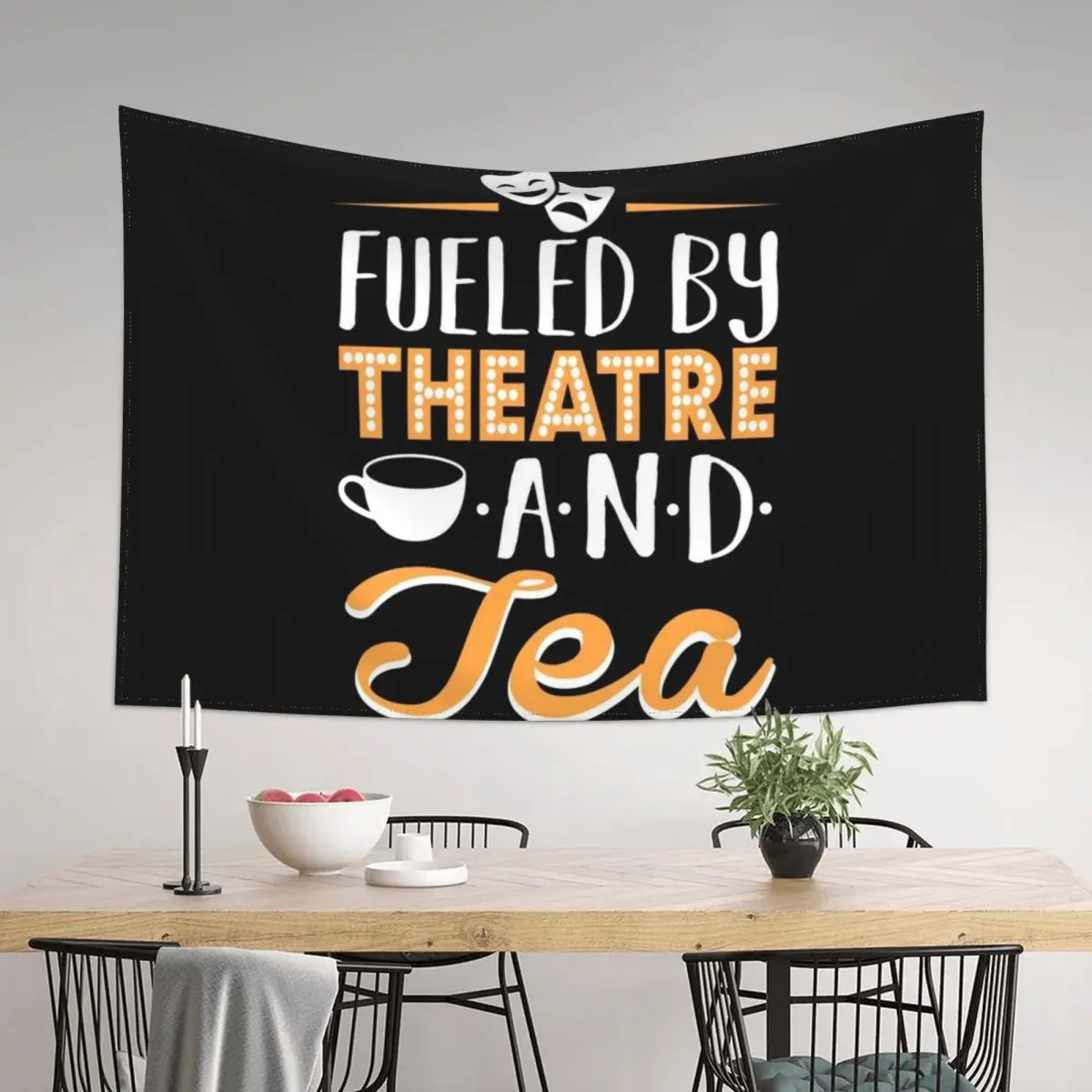 

Fueled by Theatre and Tea Tapestry For Bedroom Bedrooms Decorations Room Aesthetic Decor Tapestry