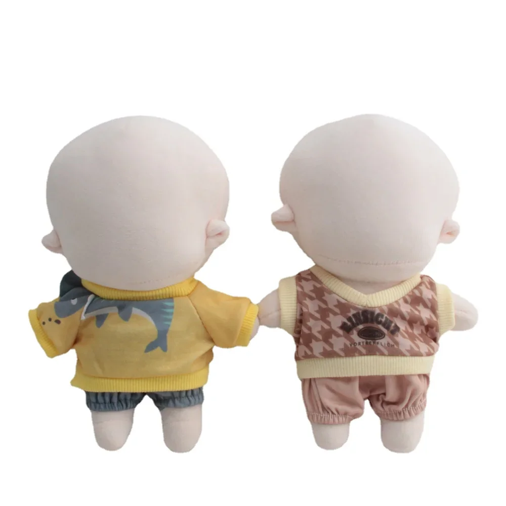 

20CM Doll Clothes Set Kpop Star Doll Baby Clothing Stuffed Animal Plushie Clothes Accessories Striped T-shirt Tops+Pant +Canvas