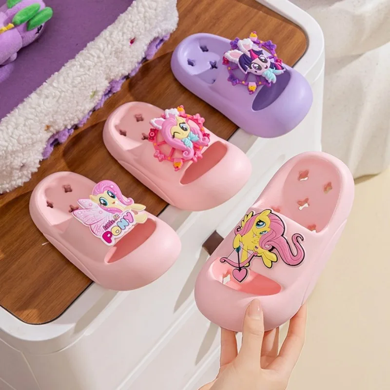 

My Magical Little Ponys Summer Girls Anti-Slip Drain Hole Slippers Indoor Home Bathroom Sandals for Kids Daily Necessities
