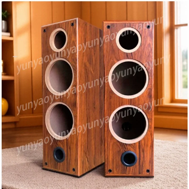 Dual 6.5 Inch Three Way Empty Wooden Speaker Box Independent Bass Cavity DIY Hifi Audio Enclosure