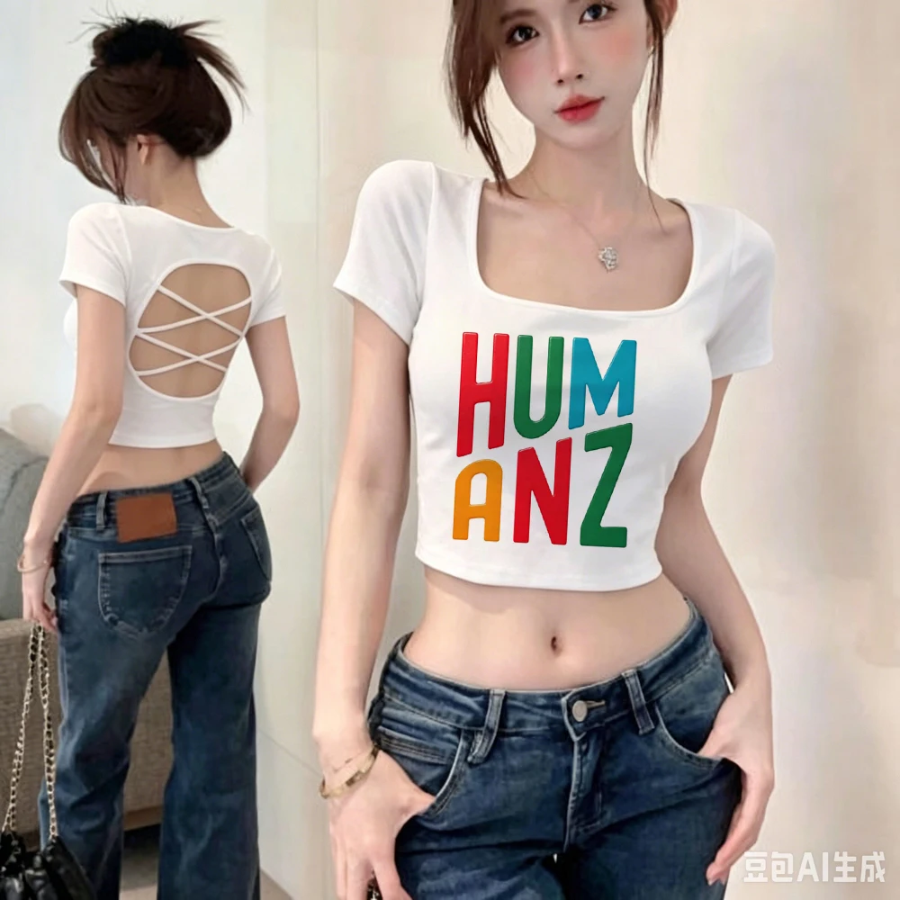 Gorillaz cropped top women harajuku scene  summer tshirt cute scene  japanese