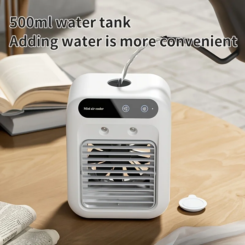 USB Desktop Humidifier Fan Water Tank Mini Air Cooler Portable Cooling Device 1800mAh Lithium Battery Low Voltage Operation Fan