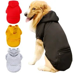 Pet Clothes for Large Dogs Fashion Dogs Hoodies Cute Solid Puppy Sweatshirt with Pocket Autumn Cat Hoodies with Zip Pet Costumes