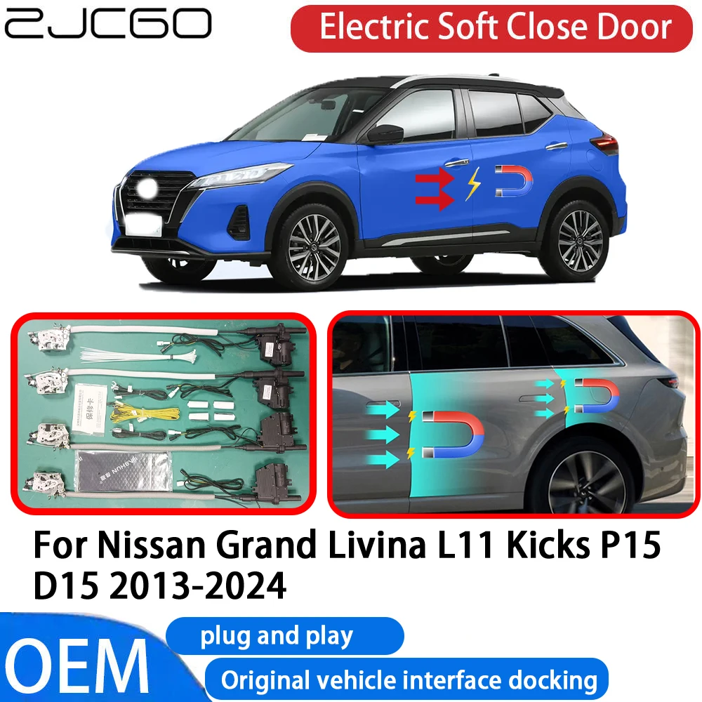 

ZJCGO for Nissan Grand Livina L11 Kicks P15 D15 2013-2024 Car Automatic Electric Soft Close Door Closer System OEM Plug and Play