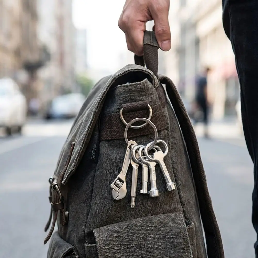 Personality Portable Wrench Keychain Multi-Function Metal Wrench Pendant Keyring Miniature Screwdriver Set Keychain Gift Giving